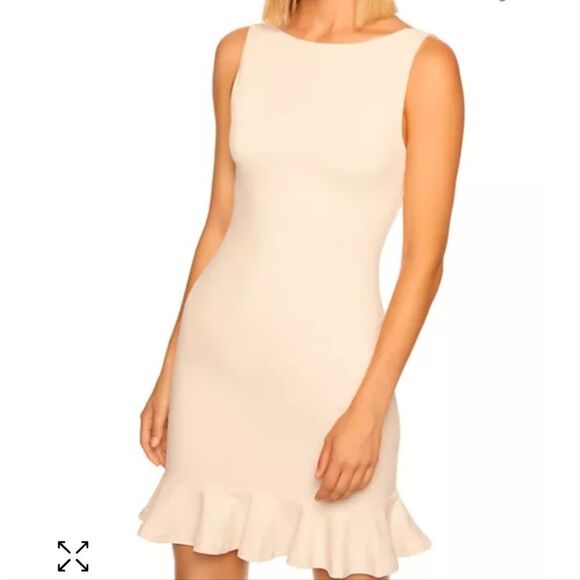 Susana Monaco NWT Boat Neck Ruffle Hem Dress in Sugar White Size‎ Medium - Picture 12 of 13